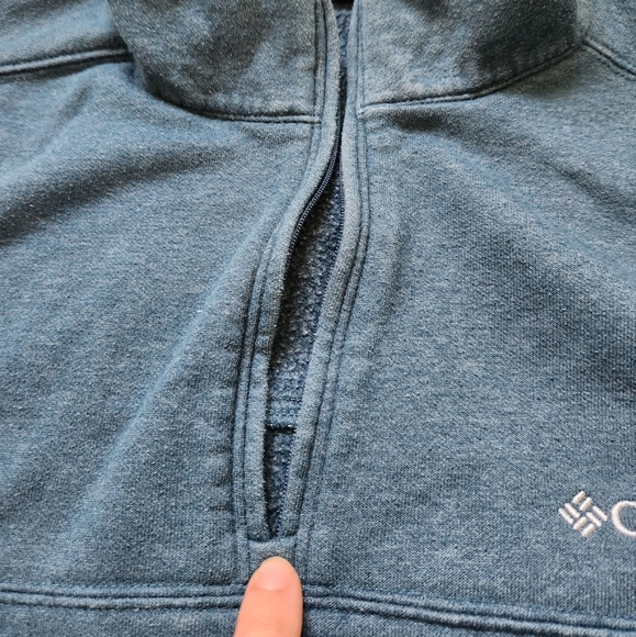 Columbia Teal Sweatshirt Pullover 1/4 Zip Long Sleeve Mock Neck Mens XL Fleece - Picture 3 of 8